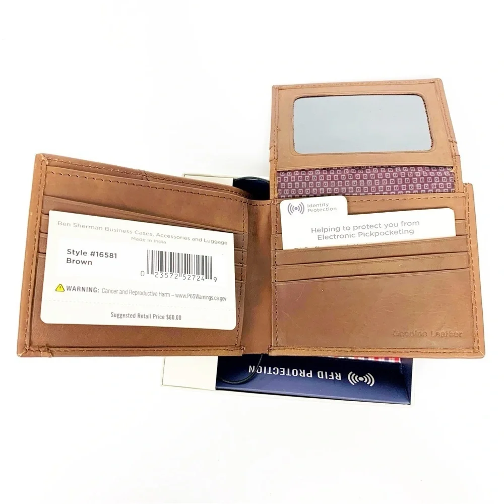 Ben Sherman Light Brown Leather RFID Wallet with Gift Box